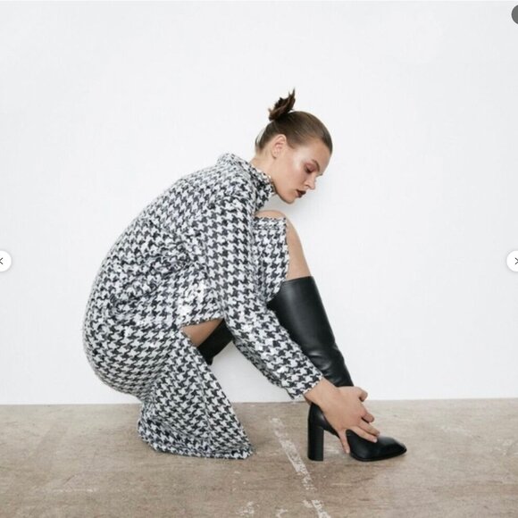 LIMITED EDITION Zara Houndstooth Sequin Overshirt Size S NEW WITH TAG! - Picture 8 of 12